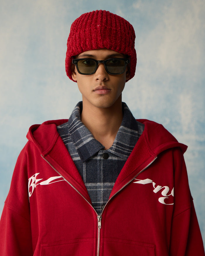 Red Serpent Bloom Zipper Hoodie