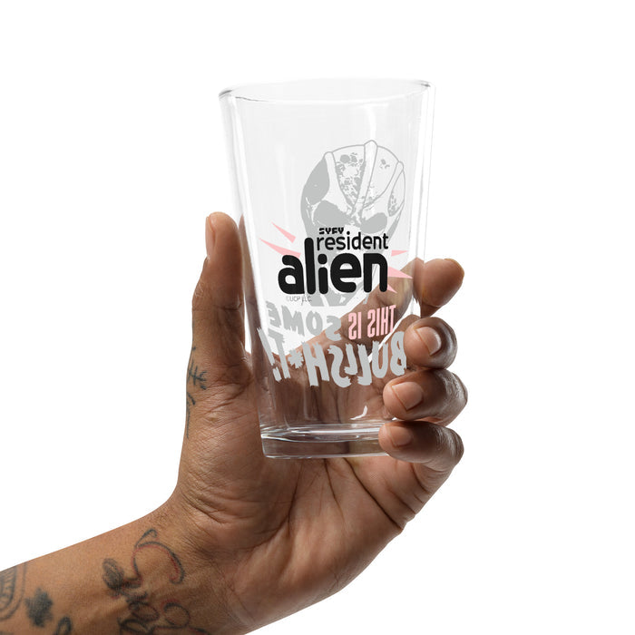 Resident Alien themed barware pint glass