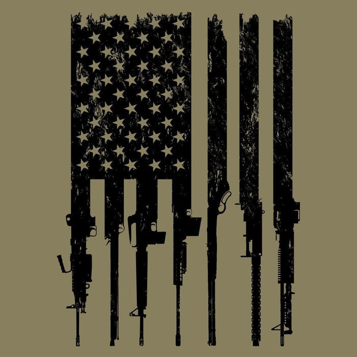Grunt Style Rifle Flag 2.0 T-Shirt - Military Green artwork