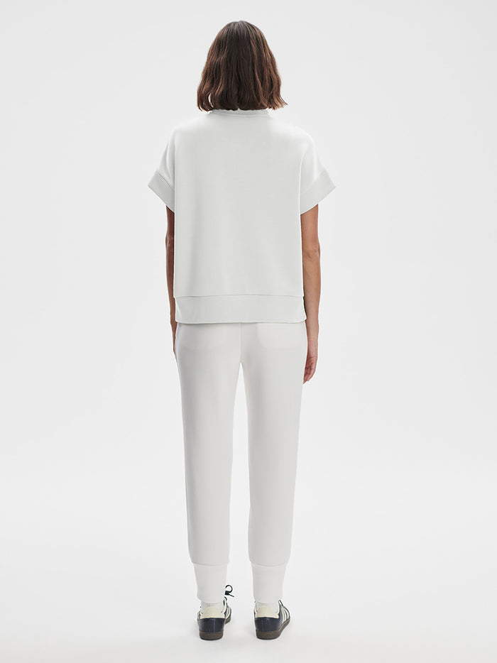 White|Front-facing product image of Varley Ritchie short sleeve sweat in White, a clean minimalist sweatshirt.