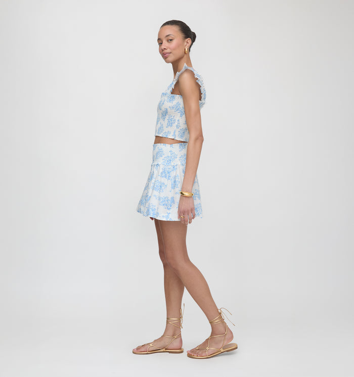 Roller Rabbit x Hill House The Delphine Mini Nap Skirt - Blue Sherwood Forest Monkey