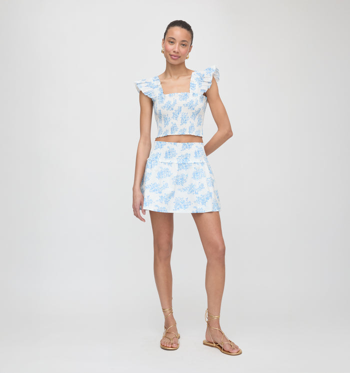 Roller Rabbit x Hill House The Delphine Mini Nap Skirt - Blue Sherwood Forest Monkey