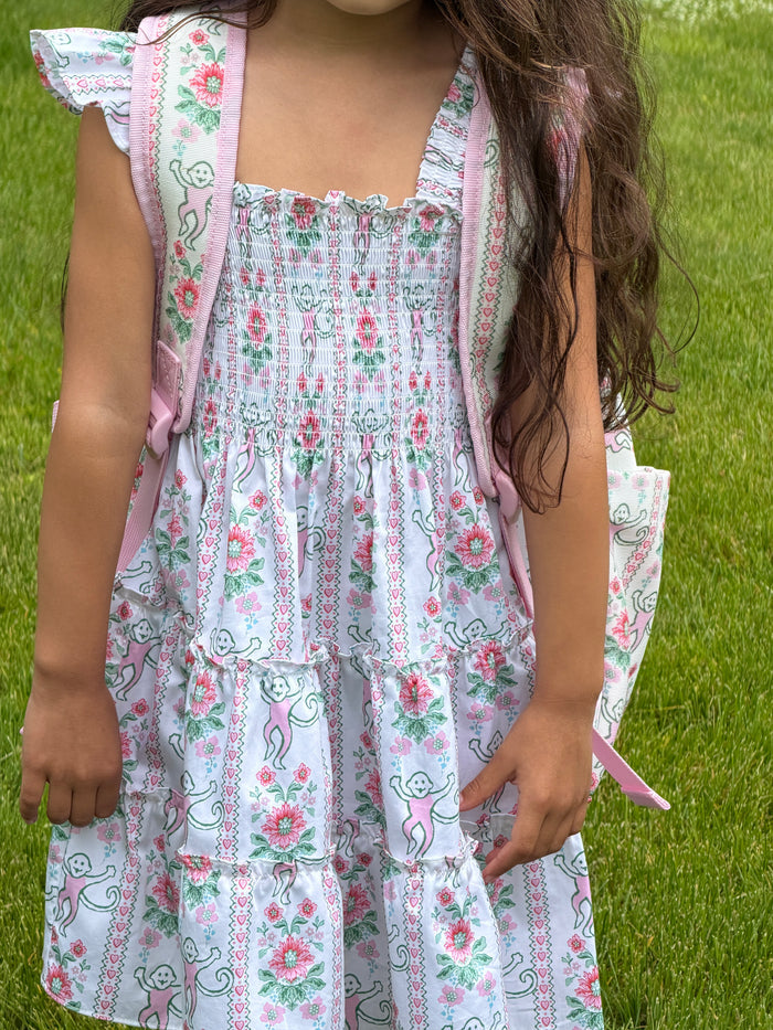 Roller Rabbit x Hill House The Tiny Ellie Nap Dress - Pink Monkey Block Stripe