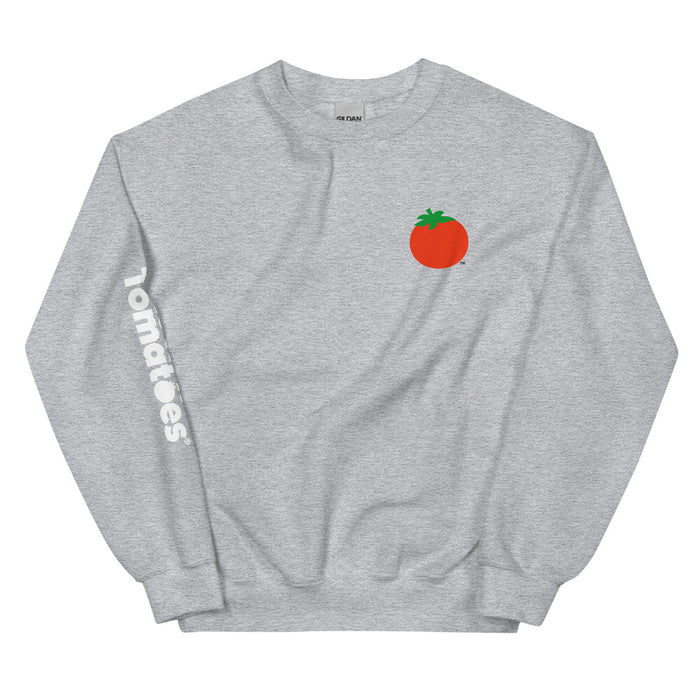 Folded display of the Rotten Tomatoes crewneck sweatshirt showcasing the soft cotton blend material