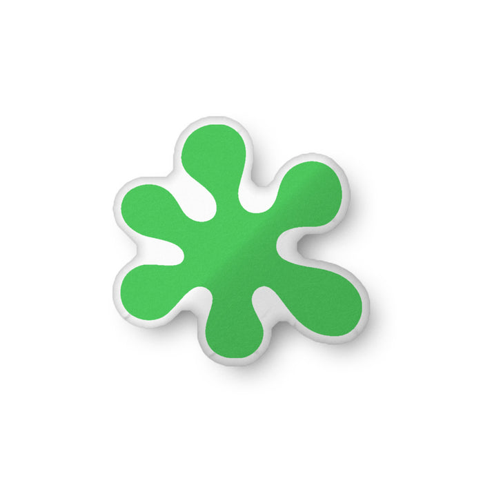 Rotten Tomatoes splat throw pillow shaped like the iconic red tomato logo against a neutral background