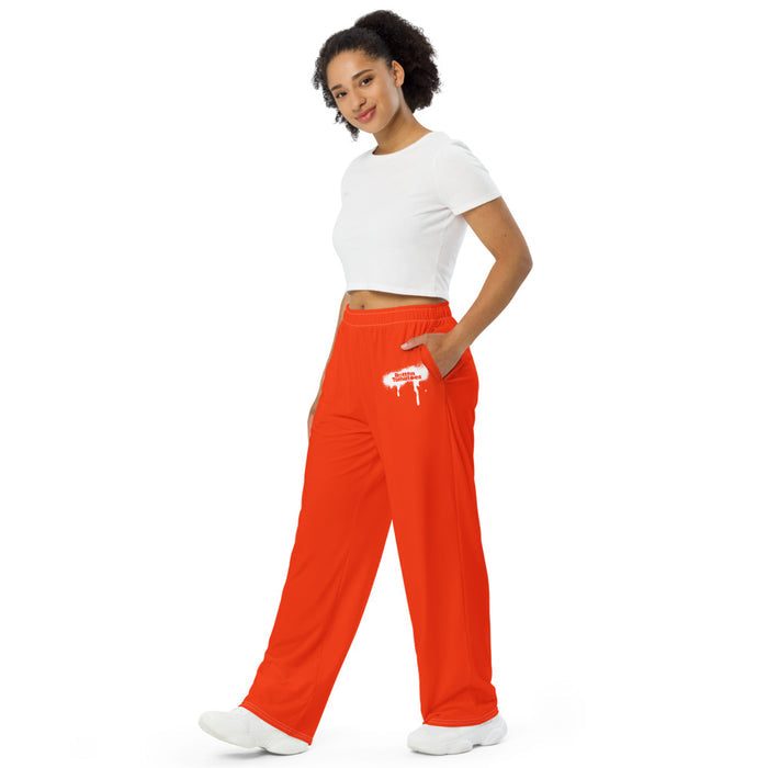 Folded stack of Rotten Tomatoes lounge pants showing soft jersey fabric