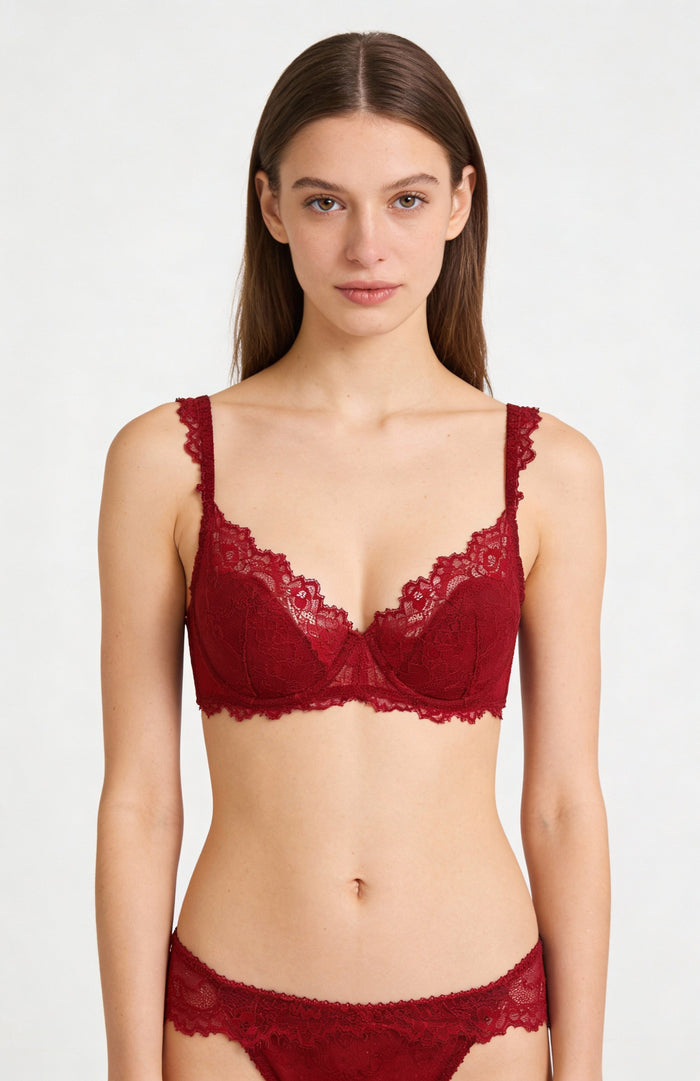 Ruby Red Stretch Lace Underwire Bra