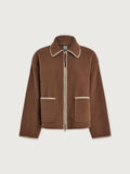 Cocoa Dust|Ruiko Zip-Through Fleece in Cocoa Dust by Varley, front view with zip-through collar and soft fleece fabric.