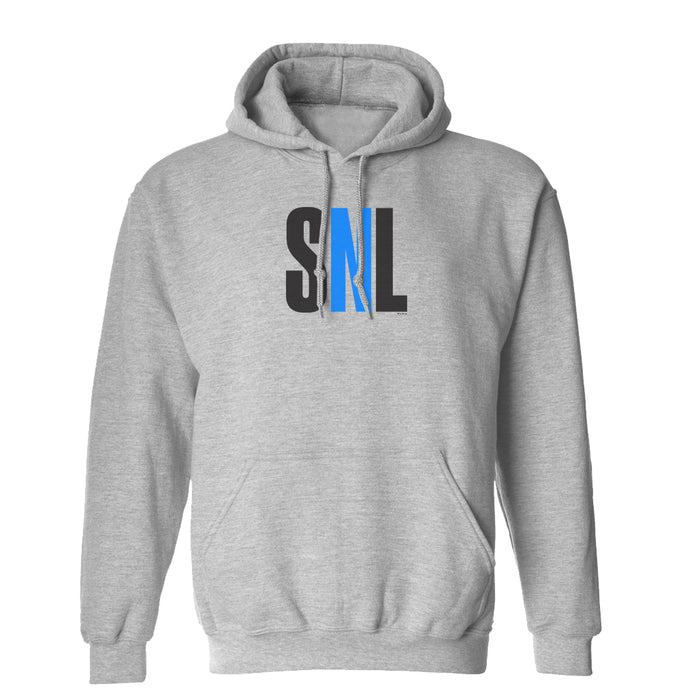 Saturday Night Live fleece hooded sweatshirt in grey with the SNL logo printed on the chest