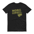 Black short sleeve t-shirt featuring a Saturday Night Live More Cowbell graphic on the front chest