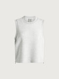 Ivory Marl|Varley SHEA CROP TANK Ivory Marl, a sleeveless cropped tank top.