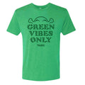 Shrek Green Vibes Only t-shirt displayed flat, showing the front graphic and crew neckline