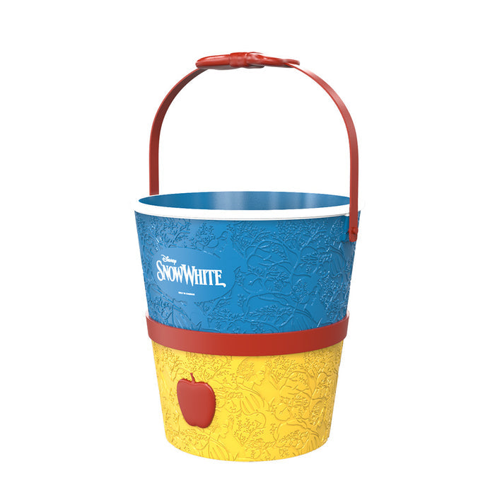 Top-down view looking into the open popcorn bucket interior designed for movie night snacks