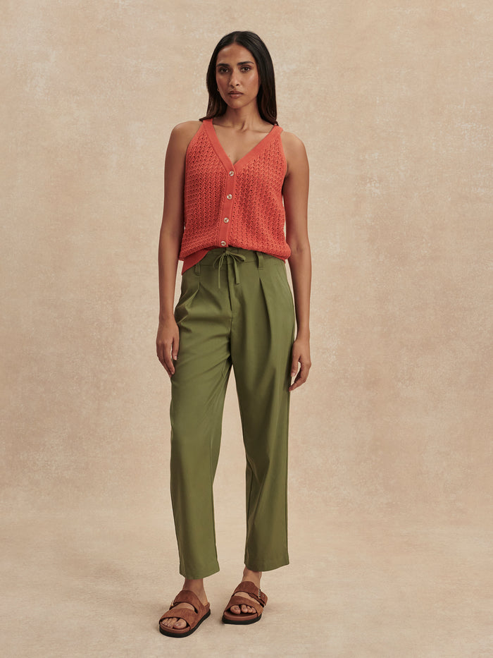 Soft Stretch Tapered Pleat Trouser Long