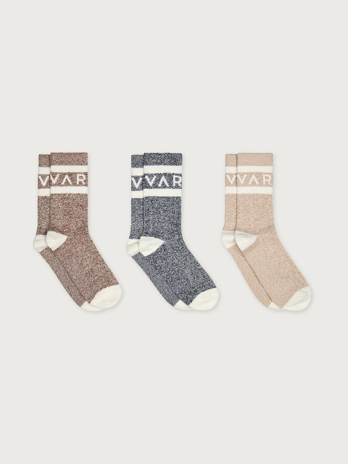 Acorn/ Charcoal/ Sand|Spencer Sock 3 Pack in Acorn, Charcoal and Sand, three-color socks for everyday wear.