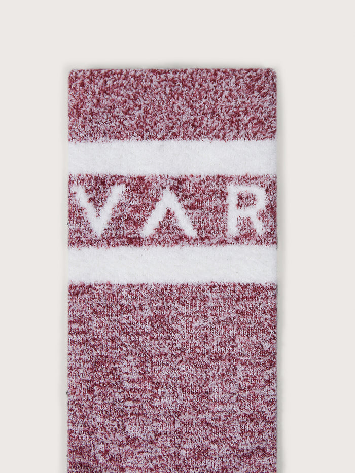 Red Marl|Spencer Sock in Egret Red Marl, knit fabric with marl texture.