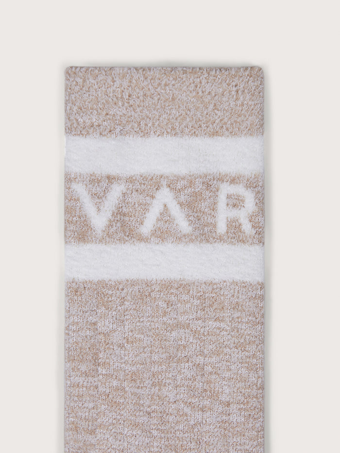 Sand Marl|Spencer Sock in Egret Sand Marl, front view showcasing knit texture and marl shading.
