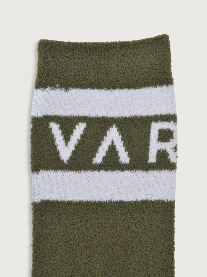 Dark Olive/ Egret|Spencer Sock in Dark Olive Egret colorway, knit crew sock with soft cotton blend for everyday comfort.
