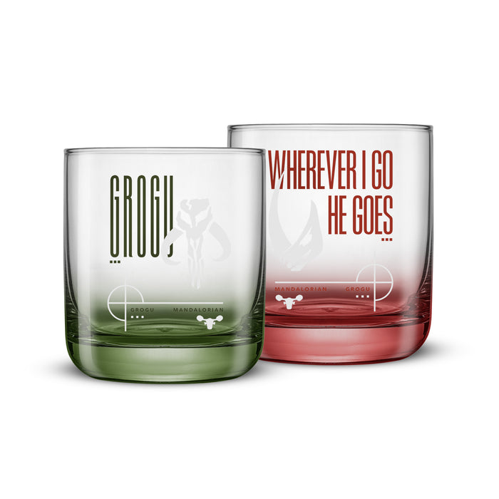 Grogu Wherever I Go He Goes 10oz glass tumblers