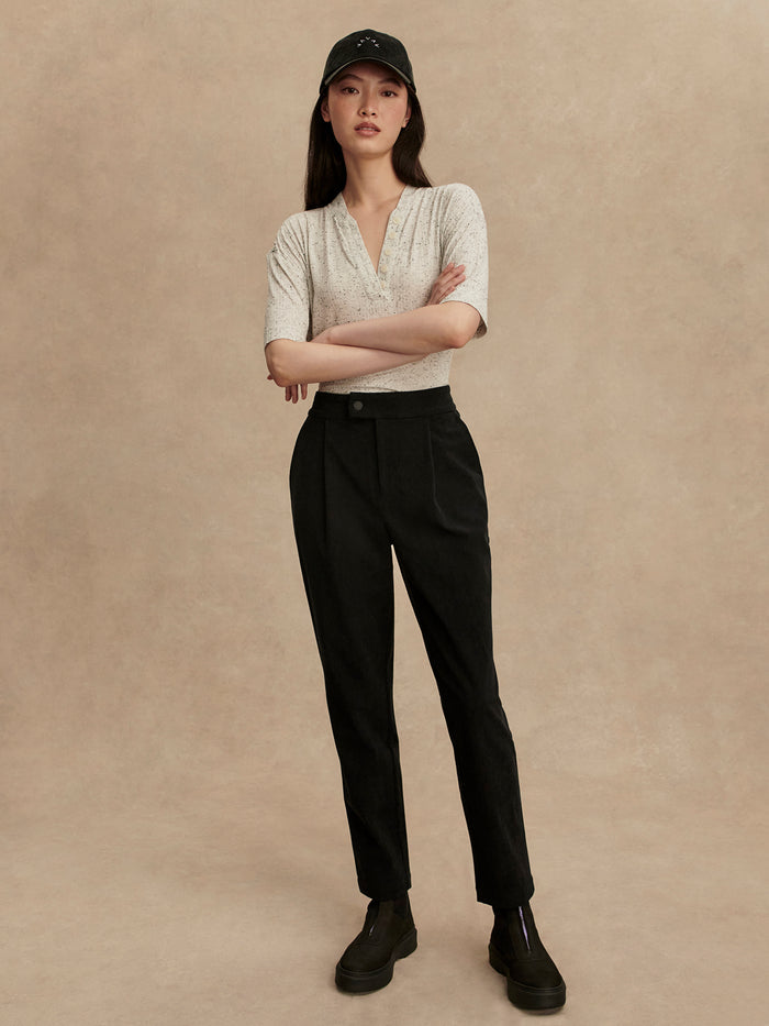 Black|Front view of Cohen Regular Tapered Leg jeans in Black with 27 inseam, showcasing a clean tapered silhouette.