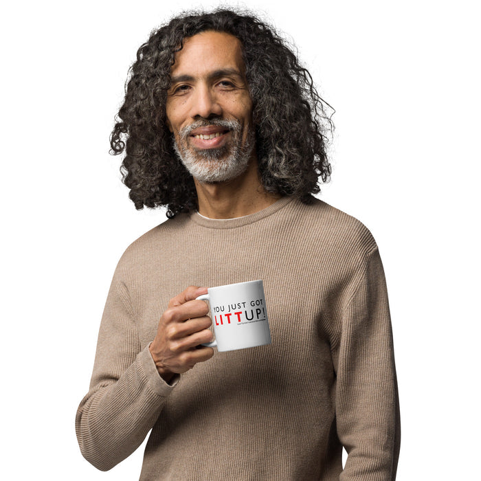 Suits You Just Got Litt Up! Ceramic Mug viewed from above showing rim