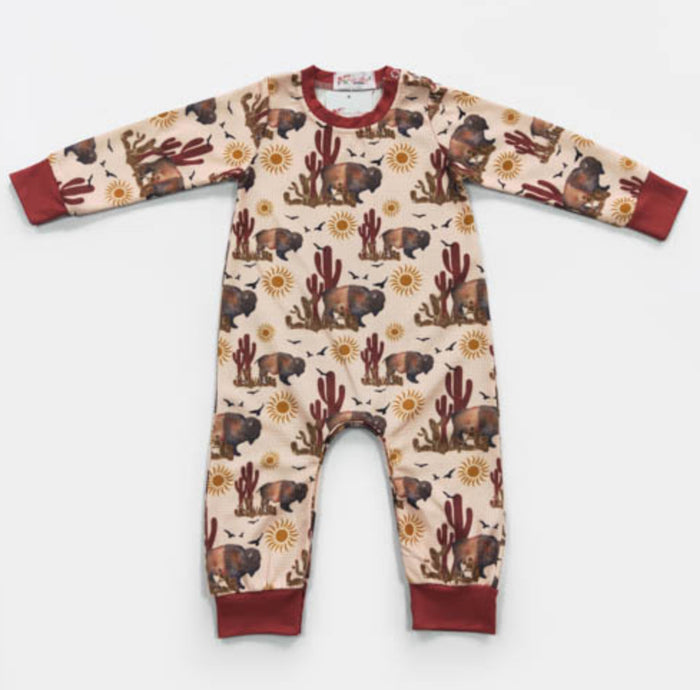 Sunset Buffalo Boy Romper