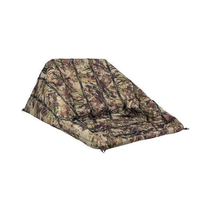 Tanglefree camouflage layout blind in a brown and green marsh pattern.