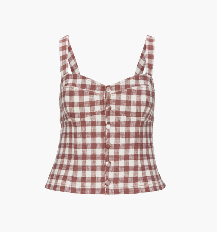 The Aiko Top - Cognac Gingham
