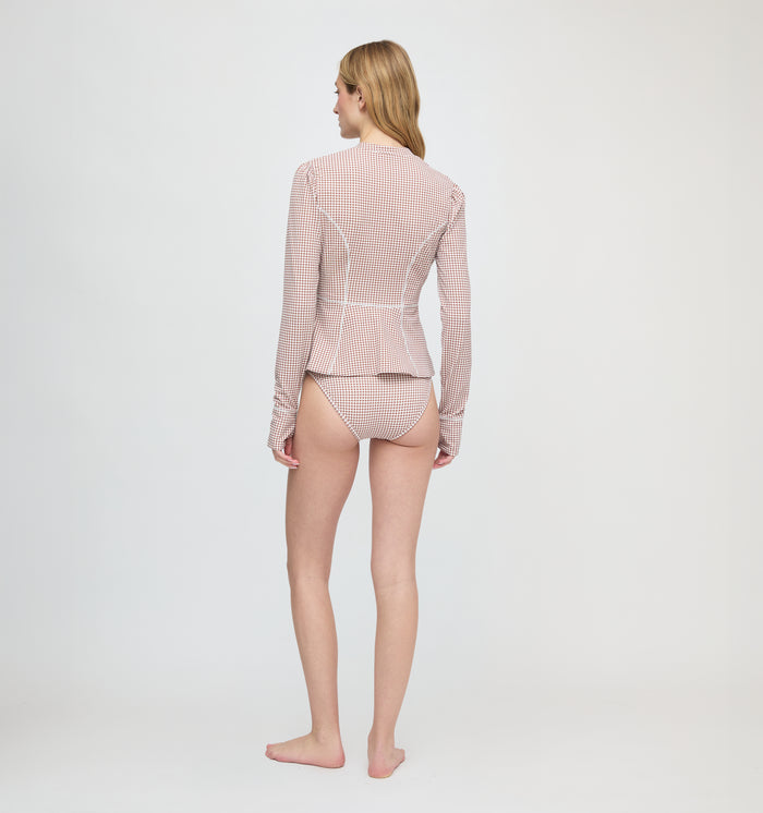 The Alexia Rashguard - Cognac Gingham