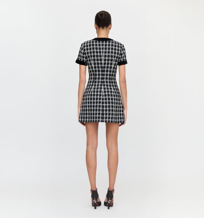 The Allegra Dress in Black and White Tweed color: Black and White Tweed