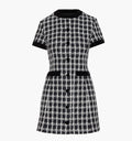 The Allegra Dress in Black and White Tweed color: Black and White Tweed