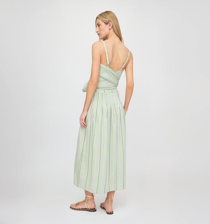 The Ame Skirt - Green Jacquard Stripe