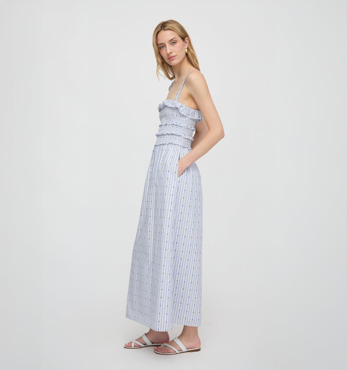 The Analiese Nap Dress - Blue Swiss Dot