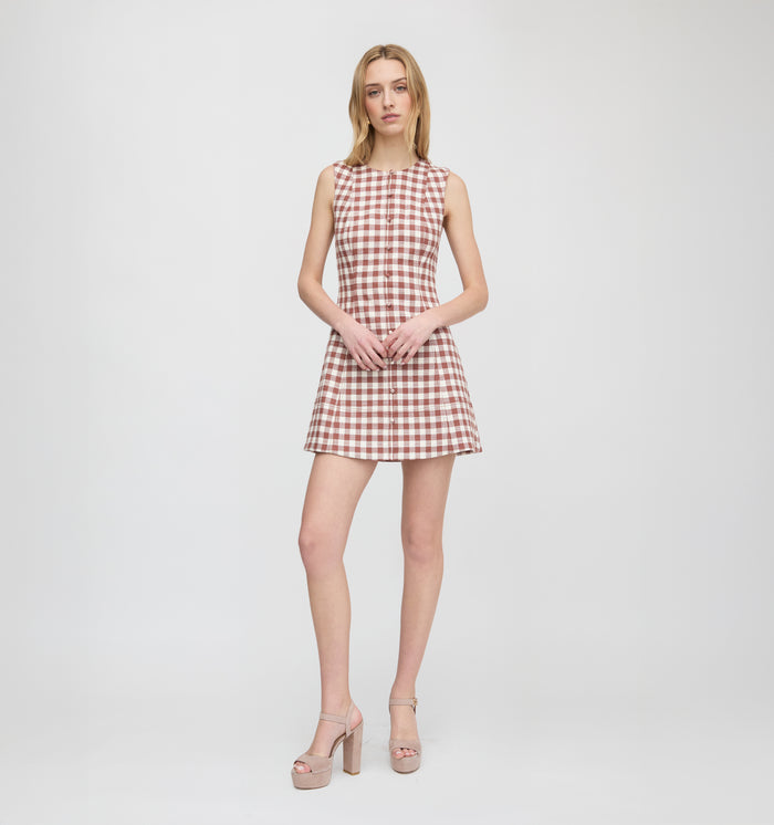 The Angie Dress - Cognac Gingham
