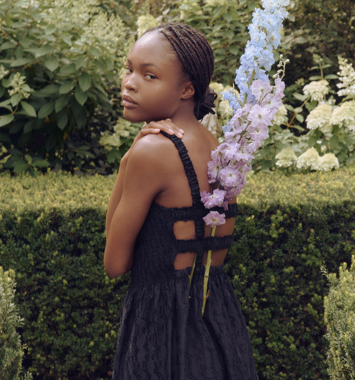 The Anita Nap Dress in Black Fil Coupé color: Black Fil Coupé