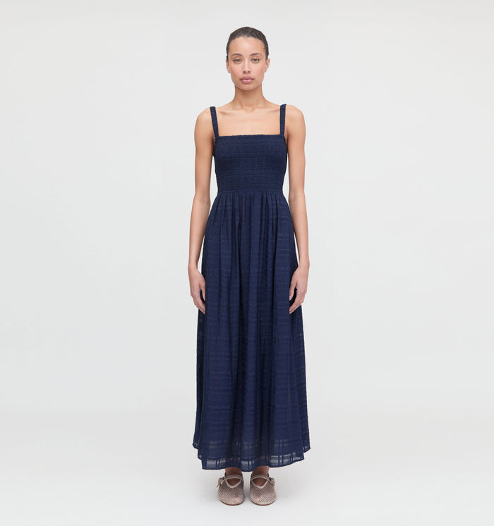 The Anita Nap Dress - Navy Sheer Plaid