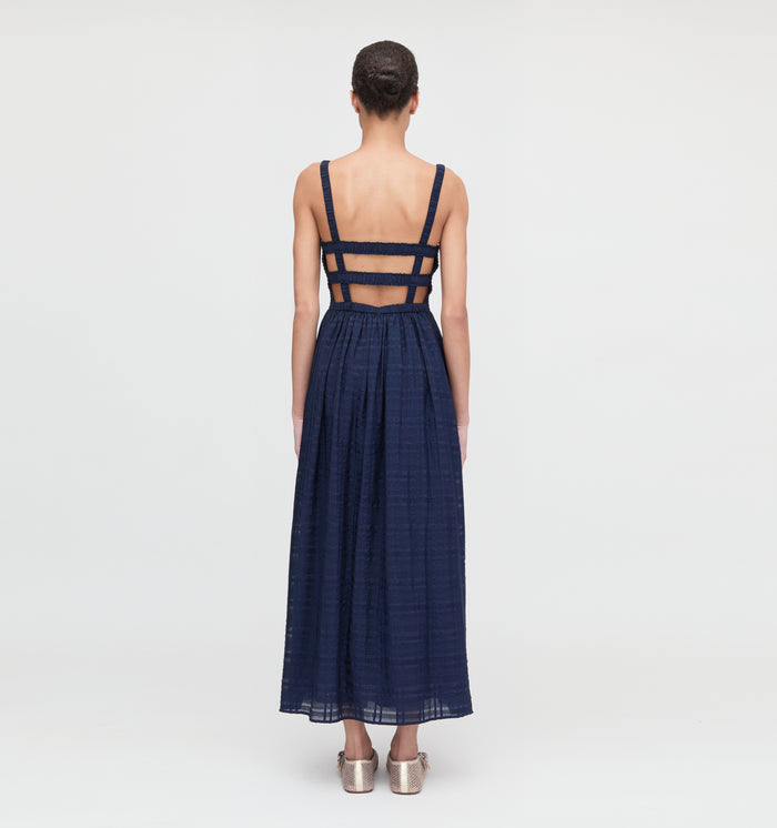 The Anita Nap Dress - Navy Sheer Plaid