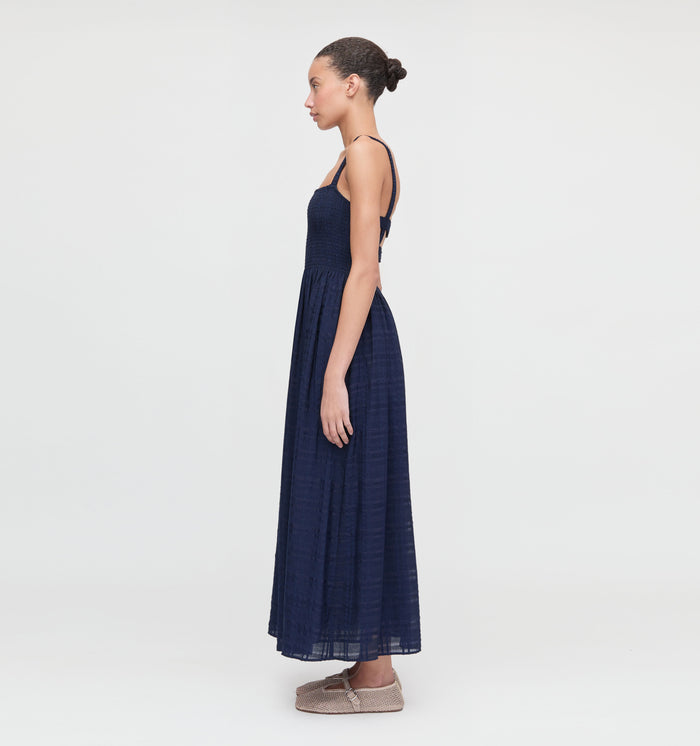 The Anita Nap Dress - Navy Sheer Plaid