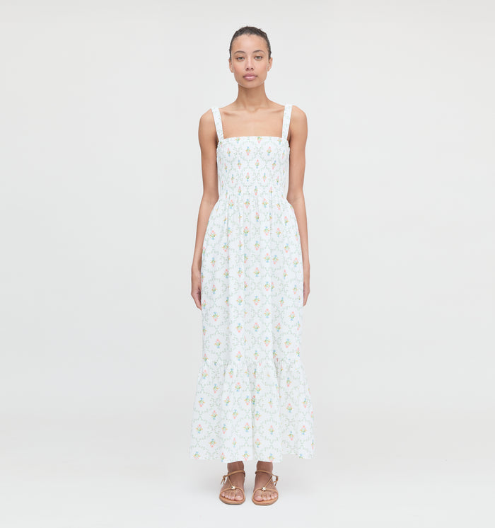 The Anjuli Nap Dress - Pastel Trellis Cotton