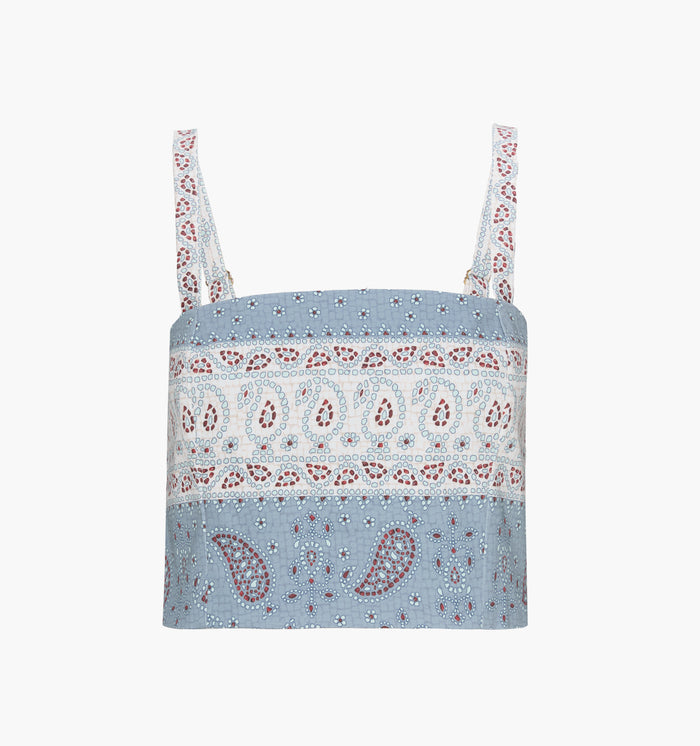 The Anya Top - Dusty Blue Gemstone Mosaic Scarf