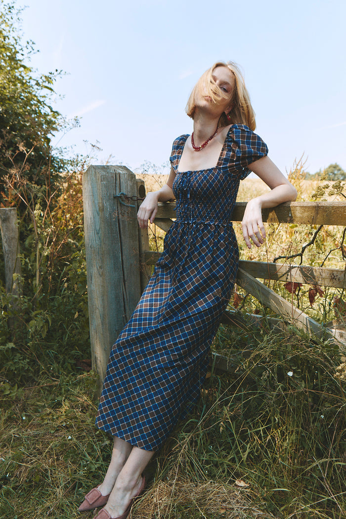The Aster Nap Dress -  Wilshire Plaid Chocolate/Navy