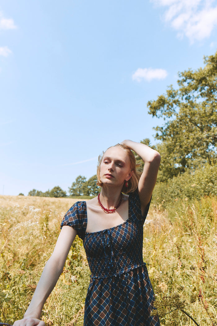 The Aster Nap Dress -  Wilshire Plaid Chocolate/Navy