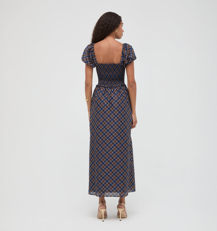 The Aster Nap Dress -  Wilshire Plaid Chocolate/Navy