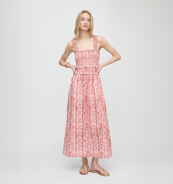 The Azalea Maxi Nap Dress - Coral Corsica Paisley