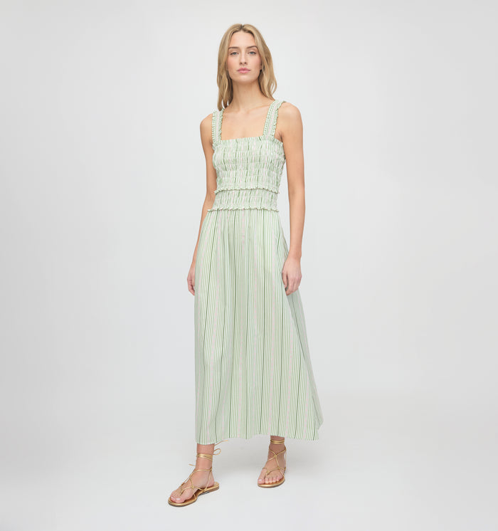 The Azalea Maxi Nap Dress - Green Jacquard Stripe