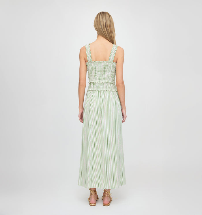 The Azalea Maxi Nap Dress - Green Jacquard Stripe
