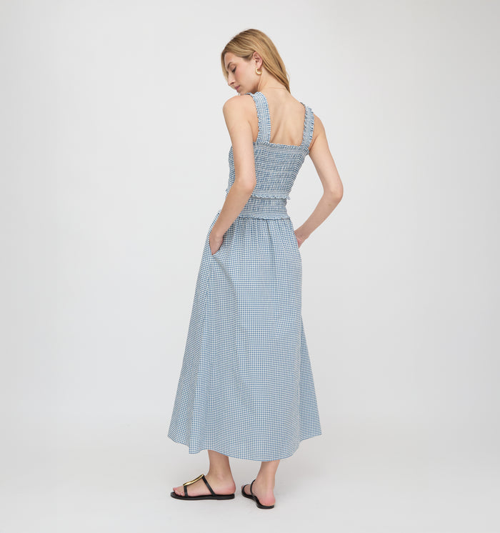 The Azalea Maxi Nap Dress - Lagoon Gingham