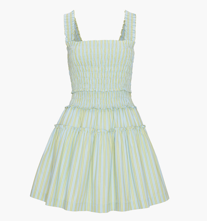 The Azalea Mini Nap Dress - Blue/Green Stripe