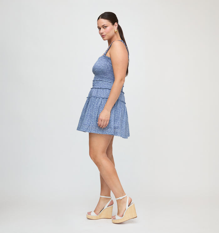 The Azalea Mini Nap Dress - Cornflower Ditsy Thistle