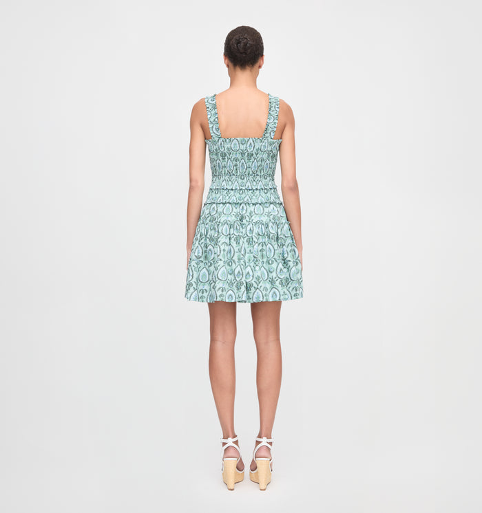The Azalea Mini Nap Dress - Green Palm Ikat